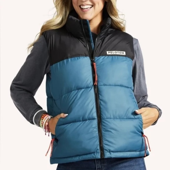 Peloton Teal and Black Quilted Vest - Picture 1 of 5
